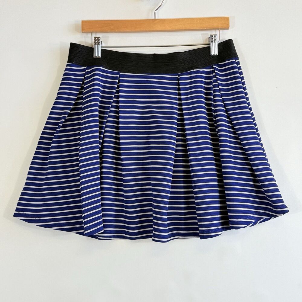 Romeo & Juliet Couture‎ Knit Mini Skirt Women XL Navy Blue White Stripe Nautical
